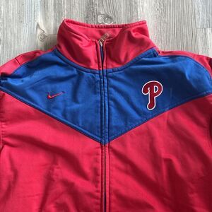 Vintage Philadelphia Phillies MLB Nike Full Zip Jacket Red Track Size M *Read*